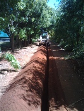 Rylo Digging a Water Line Trench Digging a Water Line Trench